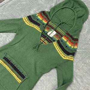 Next Era Couture Hooded‎ Babydoll Sweater Women's L Y2K Long Sleeve Knit Hippie